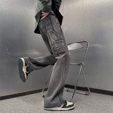 Hearujoy 2024 Spring New Men's Pants Vintage Washed Straight Tube Splicing Male Jeans High Street Fashion Casual Wide Leg Trousers